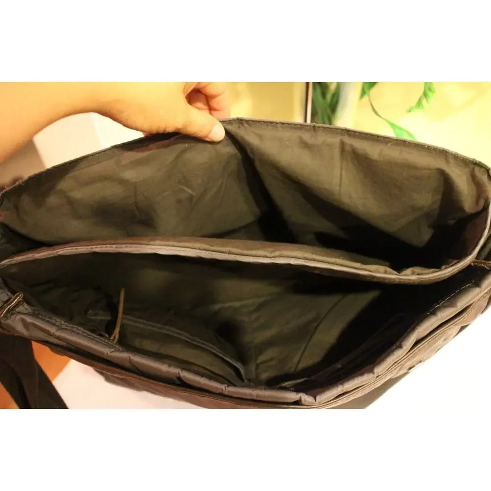 mens FOSSIL nylon leather double buckle soft briefcase (3000